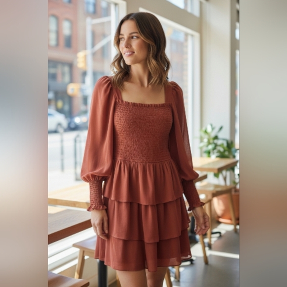 Dresses & Skirts - Elegant Rust Tiered Dress